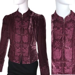 BCBG Max Azria Medium ❤NEW❤ Plum Velvet Victorian embroidered Jacket